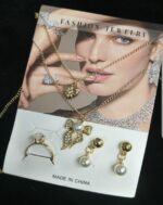 Golden Bow Pearl Jewelry Set - Image 2